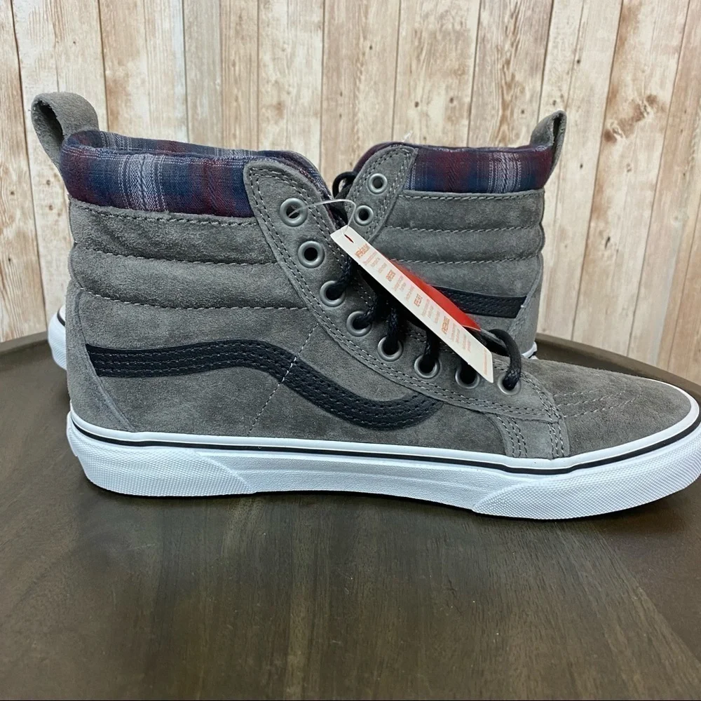 Vans Sk8-Hi MTE Pewter Plaid High Top Hiking Boot Sneaker‎ Size 9.5 Women